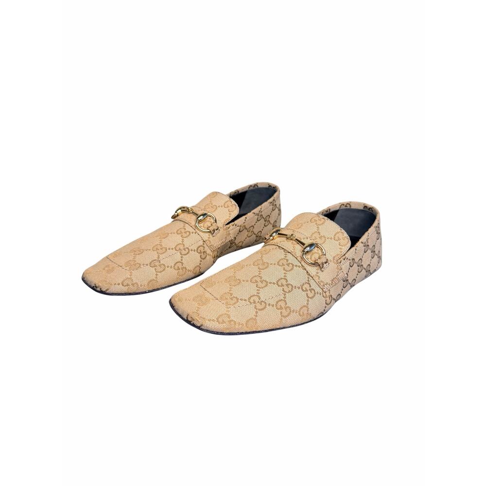 Gucci NIB Ragazzo Horsebit Loafers in Sand Monogram Canvas Size 37.5 - Picture 6 of 12
